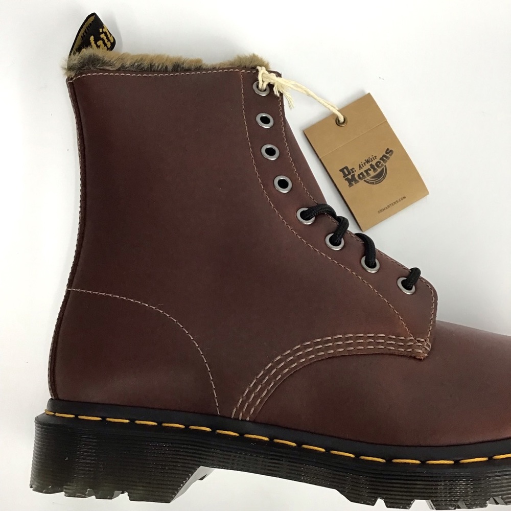 Dr. Martens 1460 Serena Aburzzo Lug Sole Lace-up Faux Fur Lined Leather Boots 10 - Picture 8 of 10